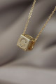 Gold Renk Zirkon Taşlı Küp Model C Harfli Kolye Gold Renk Zirkon Taşlı Küp Model C Harfli Kolye