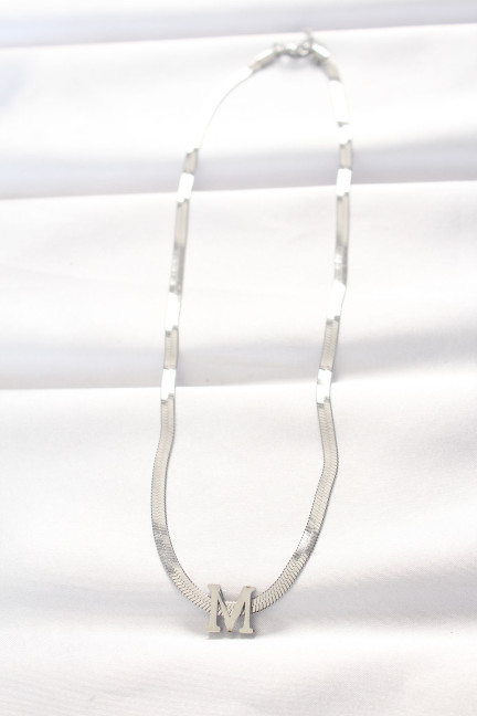 316L Çelik M Harfli Silver Renk İtalyan Zincirli Kolye 316L Çelik M Harfli Silver Renk İtalyan Zincirli Kolye