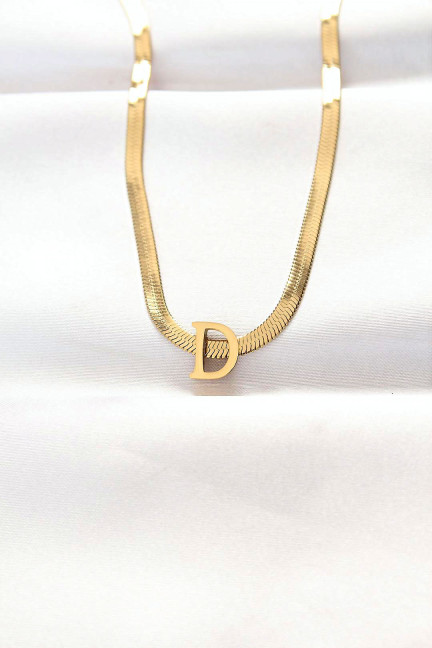 316L Çelik D Harfli Gold Renk İtalyan Zincirli Kolye 316L Çelik D Harfli Gold Renk İtalyan Zincirli Kolye