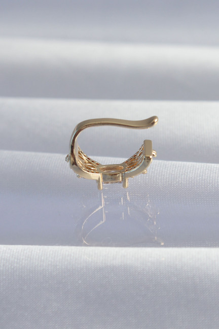 Pirinç Gold Renk Zirkon Taş Kaplama Earcuff Küpe Pirinç Gold Renk Zirkon Taş Kaplama Earcuff Küpe