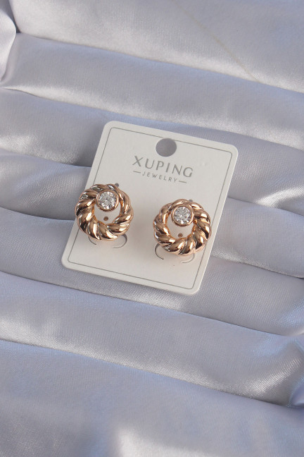 XUPİNG Rose Renk Oval Zirkon Taşlı Burgu Model Küpe XUPİNG Rose Renk Oval Zirkon Taşlı Burgu Model Küpe