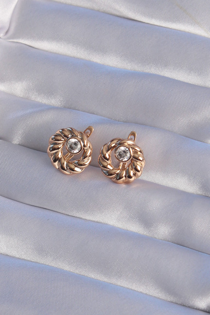 XUPİNG Rose Renk Oval Zirkon Taşlı Burgu Model Küpe XUPİNG Rose Renk Oval Zirkon Taşlı Burgu Model Küpe