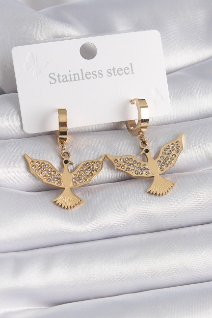 316L Çelik Gold Renk Zirkon Taşlı Anka Kuşu Model Kadın Küpe 316L Çelik Gold Renk Zirkon Taşlı Anka Kuşu Model Kadın Küpe