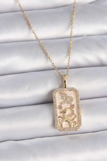 316L Çelik Gold Renk Zincir Oğlak Burcu Zirkon Taşlı Kadın Kolye 316L Çelik Gold Renk Zincir Oğlak Burcu Zirkon Taşlı Kadın Kolye