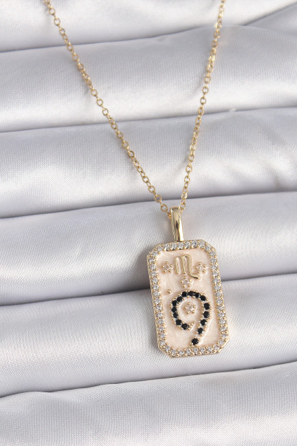 316L Çelik Gold Renk Zincir Akrep Burcu Zirkon Taşlı Kadın Kolye 316L Çelik Gold Renk Zincir Akrep Burcu Zirkon Taşlı Kadın Kolye