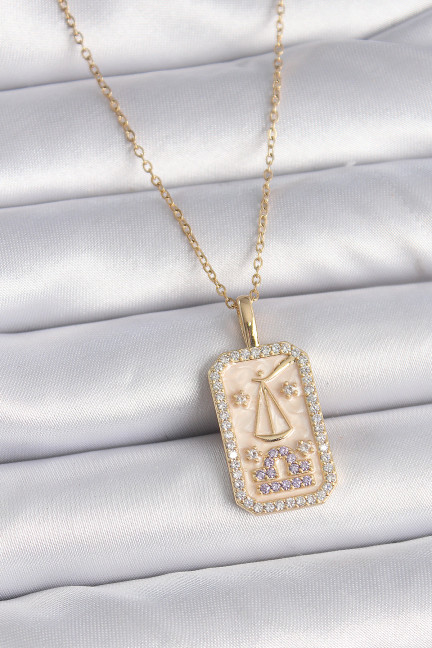 316L Çelik Gold Renk Zincir Terazi Burcu Zirkon Taşlı Kadın Kolye 316L Çelik Gold Renk Zincir Terazi Burcu Zirkon Taşlı Kadın Kolye