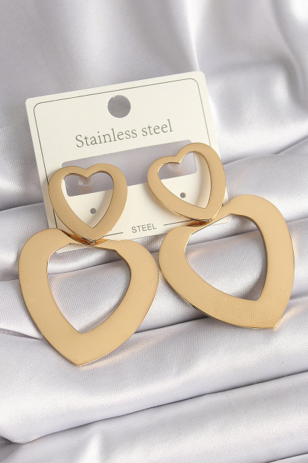 316L Çelik Gold Renk Kalp Model Kadın Küpe 316L Çelik Gold Renk Kalp Model Kadın Küpe