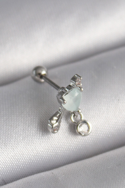 316L Çelik Gümüş Renk Beyaz Minelik Kalp Sallantı Zirkon Taş Detay Tragus Piercing 316L Çelik Gümüş Renk Beyaz Minelik Kalp Sallantı Zirkon Taş Detay Tragus Piercing