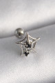 316L Çelik Gümüş Renk Siyah Zirkon Taş Detay Örümcek Ağ Model Tragus Piercing