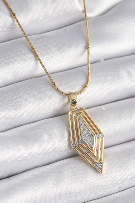 316L Çelik Gold Renk Zirkon Taşlı Vintage Model Kadın Kolye 316L Çelik Gold Renk Zirkon Taşlı Vintage Model Kadın Kolye