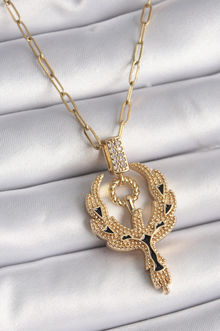 316L Çelik Gold Renk Zirkon Taşlı Anka Kuşu Model Kadın Kolye 316L Çelik Gold Renk Zirkon Taşlı Anka Kuşu Model Kadın Kolye