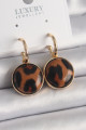 Pirinç Gold Renk Leopar Desenli Daire Model Kadın Küpe Pirinç Gold Renk Leopar Desenli Daire Model Kadın Küpe