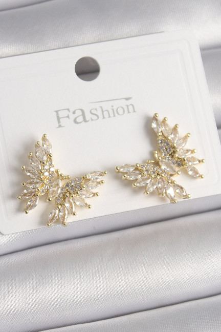 Pirinç Gold Renk Zirkon Taşlı Kelebek Model Kadın Küpe Pirinç Gold Renk Zirkon Taşlı Kelebek Model Kadın Küpe