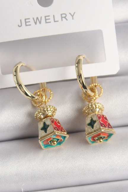 Pirinç Gold Renk Renkli Vintage Çin Emaye Model Kadın Küpe Pirinç Gold Renk Renkli Vintage Çin Emaye Model Kadın Küpe
