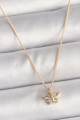 Pirinç Gold Renk Zirkon Taşlı Kelebek Model Kadın Kolye