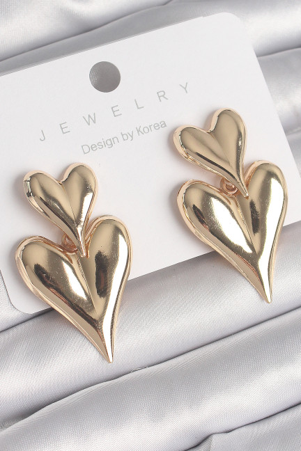 Pirinç Gold Renk Sallantı Kalp Model Kadın Küpe Pirinç Gold Renk Sallantı Kalp Model Kadın Küpe