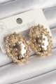Pirinç Gold Renk İşleme Detaylı Oval Bombe Plaka Model Kadın Küpe Pirinç Gold Renk İşleme Detaylı Oval Bombe Plaka Model Kadın Küpe