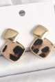 Pirinç Gold Renk Sallant Kare Leopar Desen Model Kadın Küpe Pirinç Gold Renk Sallant Kare Leopar Desen Model Kadın Küpe