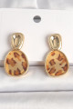Pirinç Gold Renk Sallantı Leopar Desen Kare Model Kadın Küpe Pirinç Gold Renk Sallantı Leopar Desen Kare Model Kadın Küpe