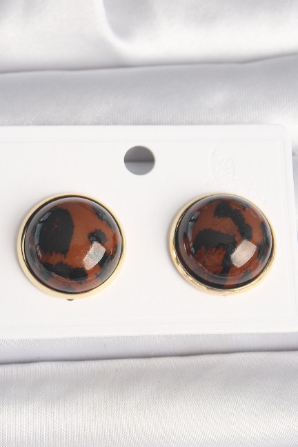 Pirinç Gold Renk 3D Daire Leopar Model Kadın Küpe Pirinç Gold Renk 3D Daire Leopar Model Kadın Küpe