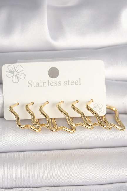 316L Çelik Gold Renk Yıldız Model Kadın Küpe Seti 316L Çelik Gold Renk Yıldız Model Kadın Küpe Seti