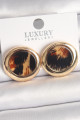 Pirinç Gold Renk Leopar Desen Daire Model Kadın Küpe Pirinç Gold Renk Leopar Desen Daire Model Kadın Küpe