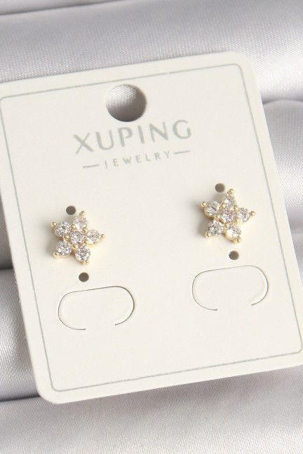 Pirinç Gold Renk Zirkon Taşlı Çiçek Model Xuping Kadın Küpe Pirinç Gold Renk Zirkon Taşlı Çiçek Model Xuping Kadın Küpe