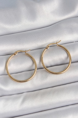 316 Çelik Gold Renk 27 mm Halka Model Kadın Küpe