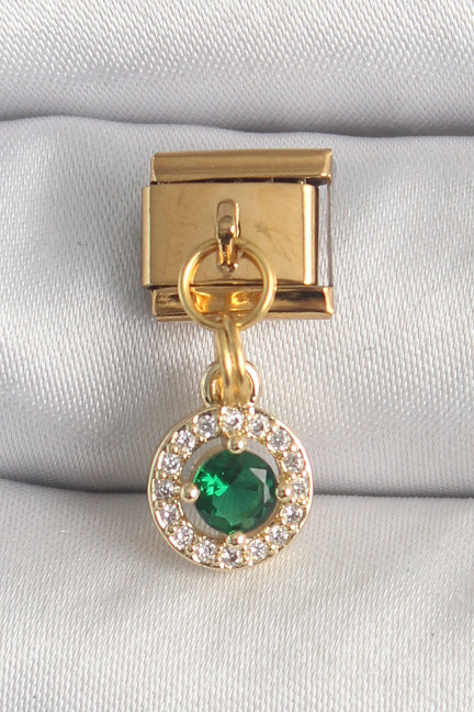 316L Çelik Gold Renk Sallantı Yeşil Zirkon Taşlı Nomination Charm 316L Çelik Gold Renk Sallantı Yeşil Zirkon Taşlı Nomination Charm