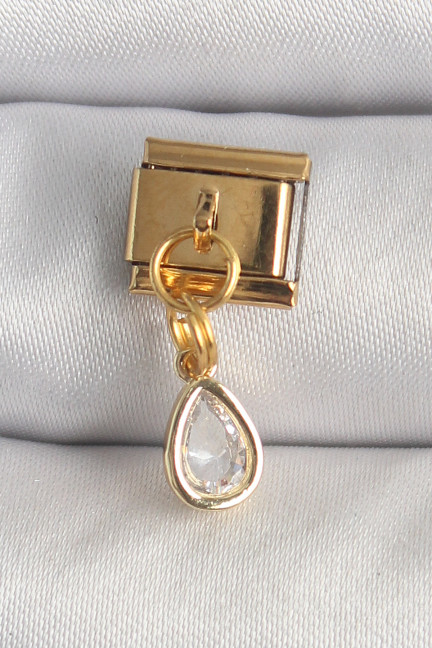 316L Çelik Gold Renk Sallantı Damla Zirkon Taşlı Nomination Charm 316L Çelik Gold Renk Sallantı Damla Zirkon Taşlı Nomination Charm