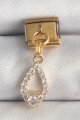 316L Çelik Gold Renk Sallantı Zirkon Taşlı Damla Model Nomination Charm 316L Çelik Gold Renk Sallantı Zirkon Taşlı Damla Model Nomination Charm