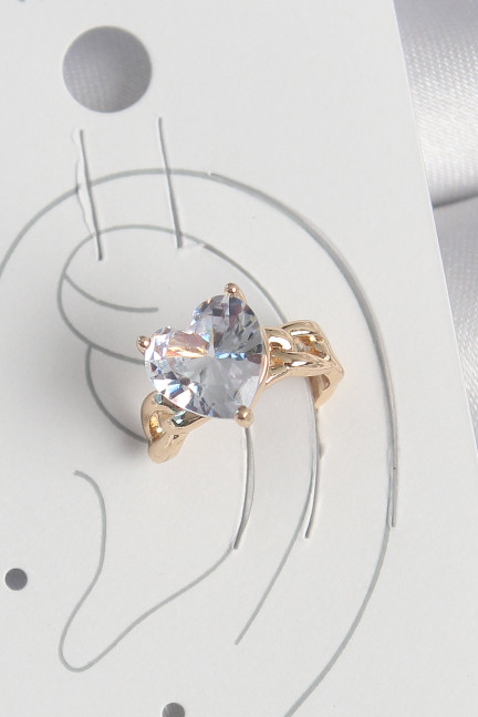 Pirinç Gold Renk Zirkon Taşlı Kalp Model Kadın Kıkırdak Küpe Pirinç Gold Renk Zirkon Taşlı Kalp Model Kadın Kıkırdak Küpe