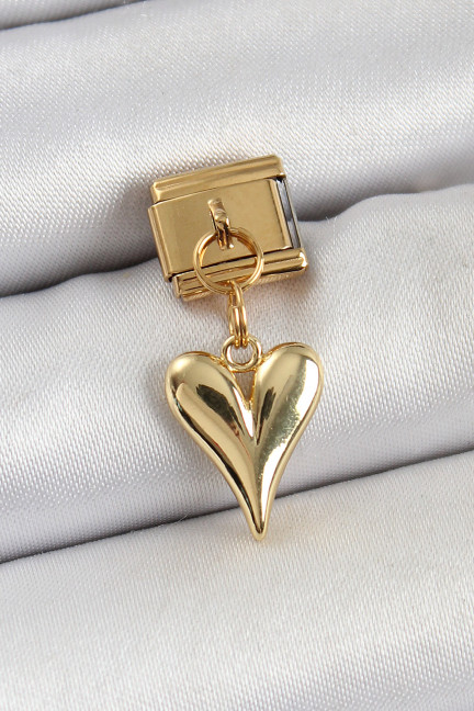 316L Çelik Sallantılı Kalp Model Gold Renk Nomination Charm 316L Çelik Sallantılı Kalp Model Gold Renk Nomination Charm