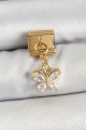 316L Çelik Sallantılı Zirkon Taşlı Kelebek Model Gold Renk Nomination Charm