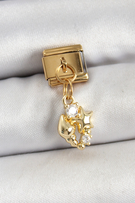 316L Çelik Sallantılı Zirkon Taşlı Deniz Kabuğu Ve Yıldız Model Gold Renk Nomination Charm 316L Çelik Sallantılı Zirkon Taşlı Deniz Kabuğu Ve Yıldız Model Gold Renk Nomination Charm