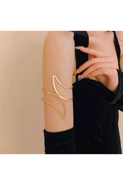 Pirinç Soyut Alev Desenli Gold Renk Kadın Pazu Bileklik