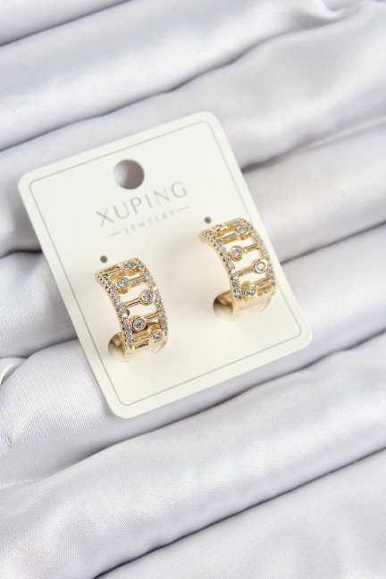 Xuping Zirkon Taşlı Çit Halka Model Gold Renk Kadın Küpe
