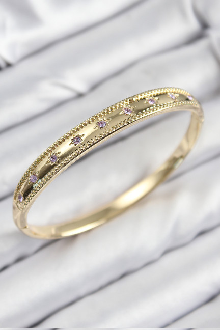 Pirinç Zirkon Taşlı Kutup Yıldızı Model Gold Renk Kadın Kelepçe Pirinç Zirkon Taşlı Kutup Yıldızı Model Gold Renk Kadın Kelepçe