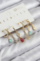 Pirinç Zirkon Taşlı Sallantılı Model Gold Renk 6'lı Küpe Set