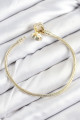 Pirinç Charm Zirkon Taşlı Yonca Model Gold Renk Kadın Bileklik
