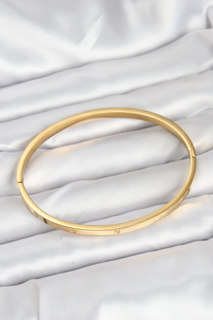 316L Çelik Gold Renk 65 mm İnce Kadın Kelepçe Bileklik