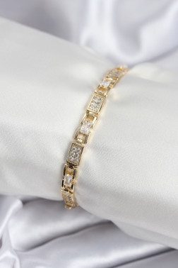 Pirinç VIP Seri Gold Renk Zirkon Taşlı Model Kadın Bileklik