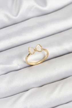 Pirinç Gold Renk Fiyonk Model Kadın Yüzük