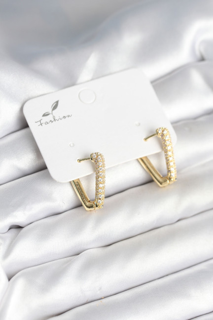 Üçgen Model Zirkon Taşlı Kadın Küpe