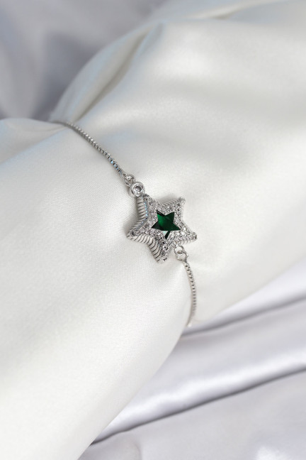 Yıldız Model Asansörlü Gümüş Renk Kadın Bileklik