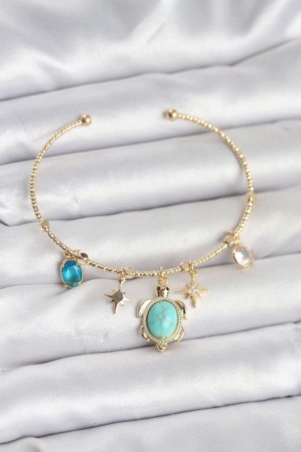 Caretta Caretta Charmlı Gold Renk Kadın Bileklik