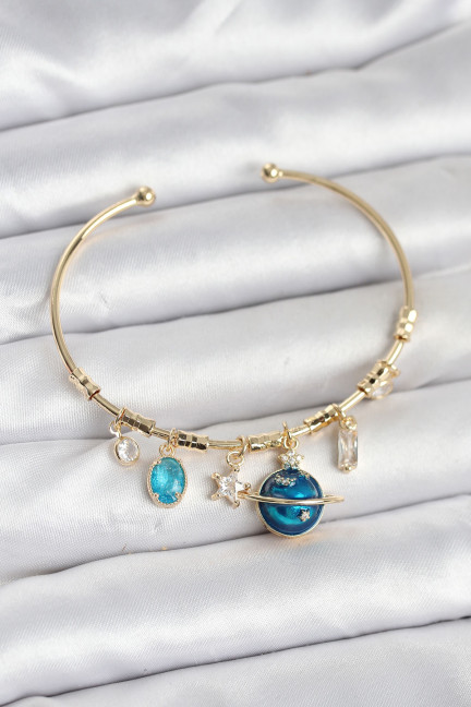 Gezegen Charmlı Gold Renk Pirinç Kadın Bileklik Gezegen Charmlı Gold Renk Pirinç Kadın Bileklik