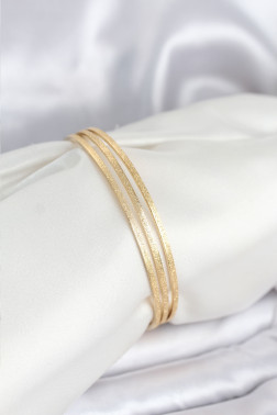 316L Çelik Gold Renk Simli Model Ajda 65 mm Kadın Bileklik