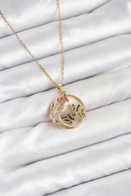 316L Çelik Zincir Gold Renk Zirkon Taşlı Kelebekli Kadın Kolye 316L Çelik Zincir Gold Renk Zirkon Taşlı Kelebekli Kadın Kolye