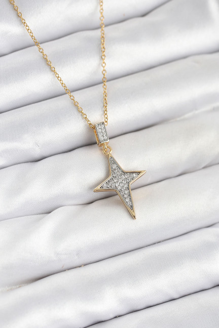 316L Çelik Zincir Gold Renk Kutup Yıldızı Model Zirkon Taşlı Kadın Kolye 316L Çelik Zincir Gold Renk Kutup Yıldızı Model Zirkon Taşlı Kadın Kolye
